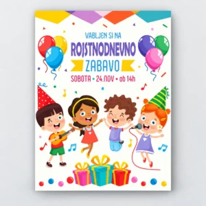 Rojstnodnevno vabilo z baloni in otroki