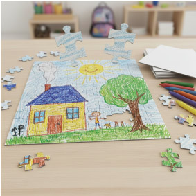 Tisk otroških risb na foto sestavljanke