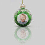 Božična krogla z zelenimi trakci - personalizirano božično darilo